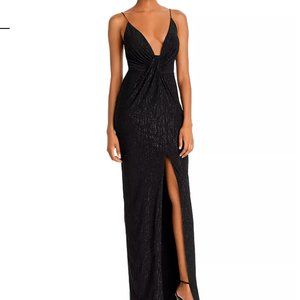 Aidan by Aidan Mattox Metallic Drape Gown